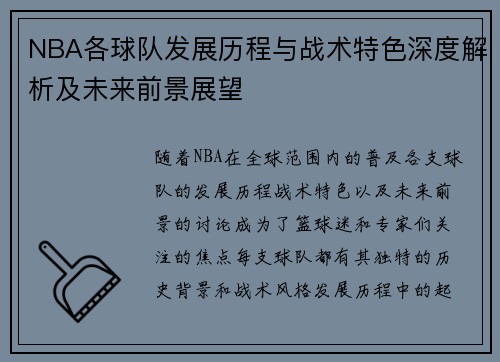 NBA各球队发展历程与战术特色深度解析及未来前景展望